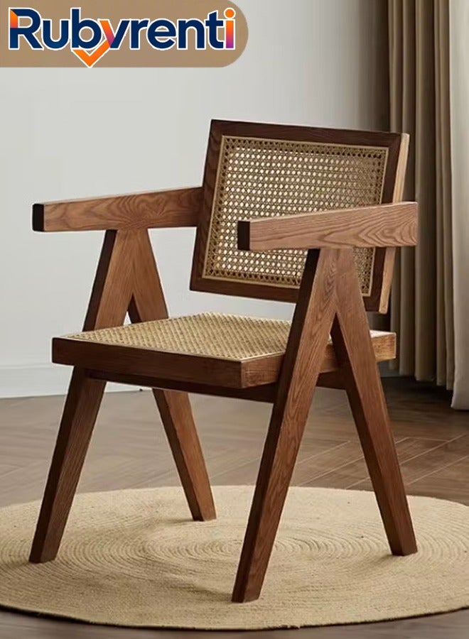 روبرنتي كرسي بني كرسي حديث كراسي المطبخ كرسي الطعام كرسي المنزل كرسي الطعام الحديث كرسي خمر كرسي الخشب الصلب مع مقعد الروطان والعودة لغرفة المعيشة المكتب المنزلي وغرفة الطعام,كرسي خشب,كرسي خشبي,كرسي راتان,كرسي تسريحه,كرسي خشبي بذراعين - Image 1